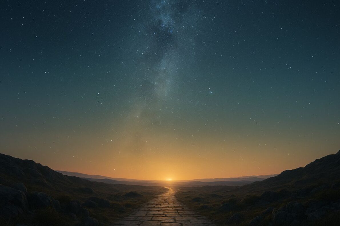 道　星空　夜明け