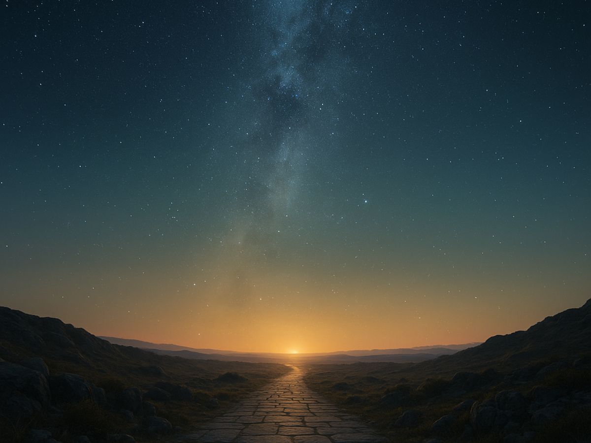 道　星空　夜明け